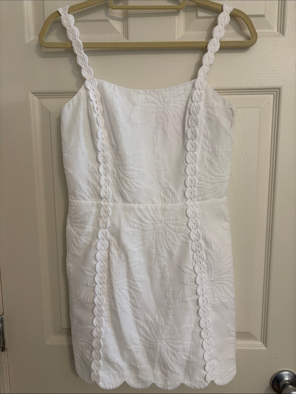 Lilly Pulitzer Shelli Resort Palm Tree Lace-Detail Eyelet Mini Dress Cotton